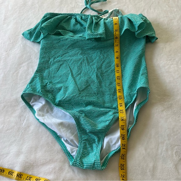 NWT J. Crew Gingham Ruffle Bandeau One-Piece Swimsuit Sz 14 - Picture 8 of 8